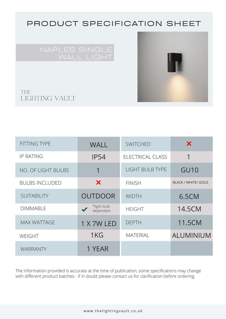 Naples Knurled Single Wall Light - 2 COLOURS