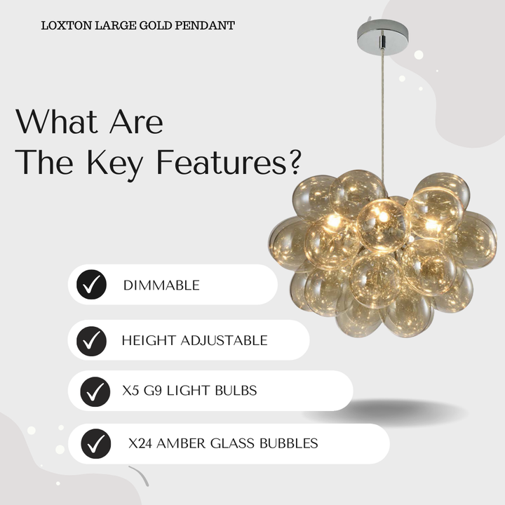 Loxton Large Gold Bubble Glass Pendant Light