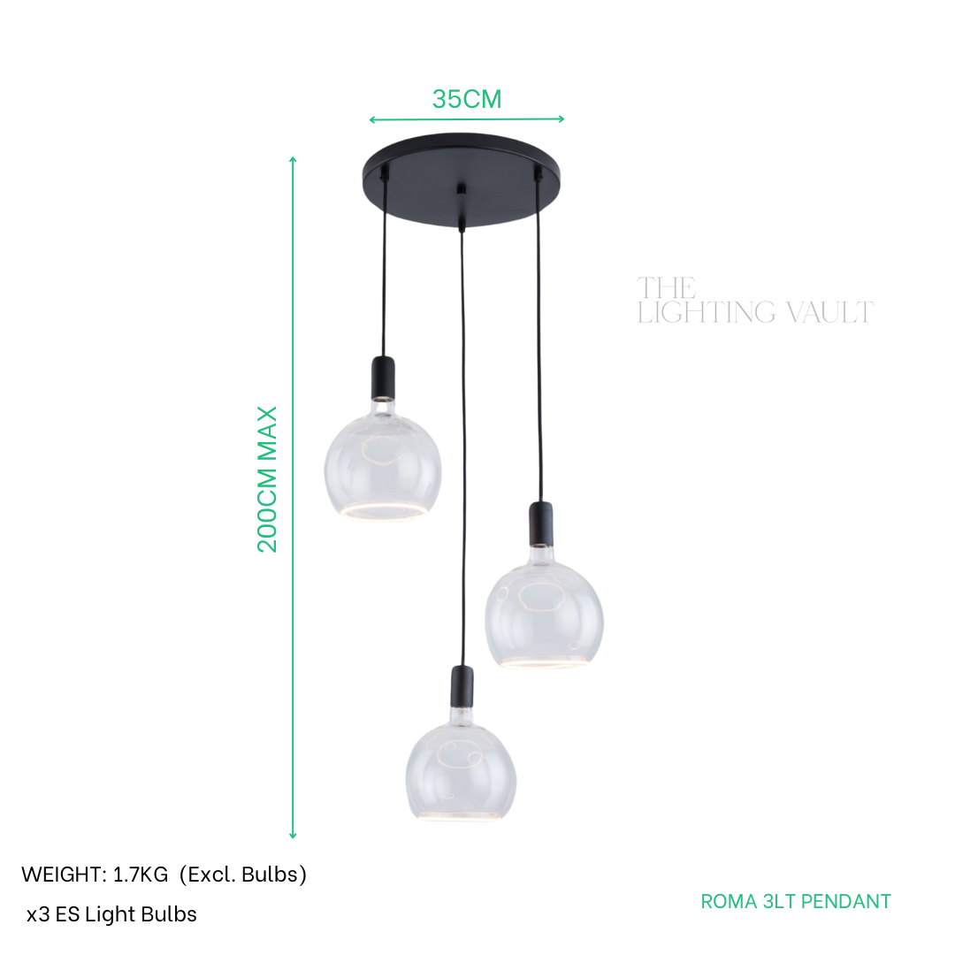 Roma 3-Light Spiral Pendant