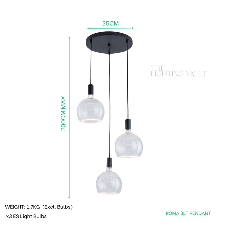 Roma 3-Light Spiral Pendant