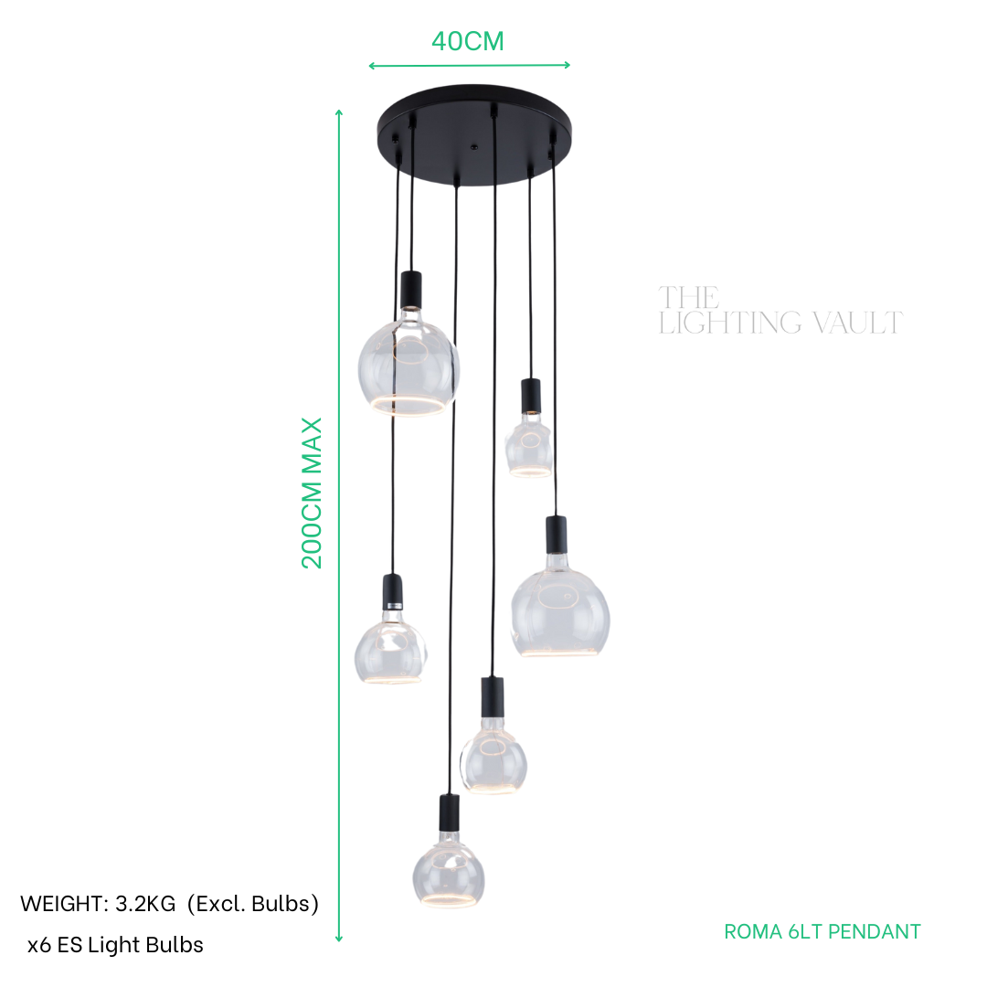 Roma 6LT Spiral Pendant – Ring Bulb Design