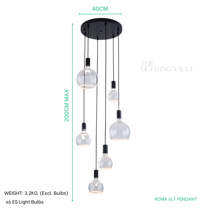 Roma 6LT Spiral Pendant – Ring Bulb Design