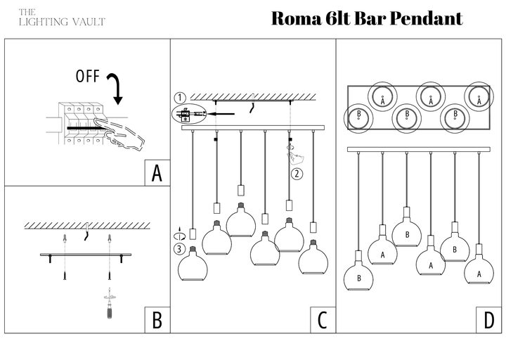 Roma 6lt Pendant Bar - 2 COLOURS