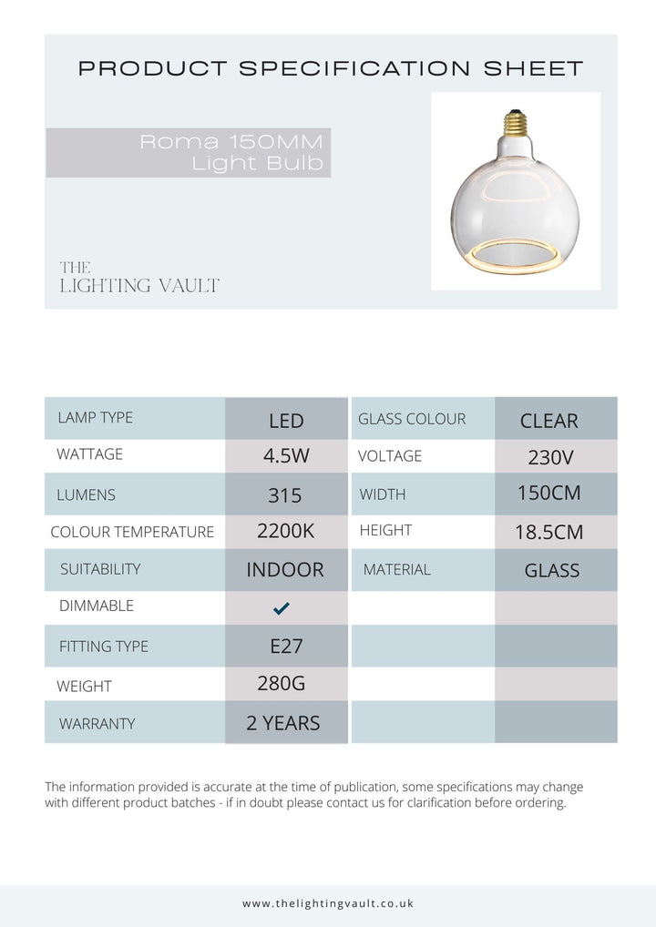 Roma 150MM Extra Large Globe Light Bulb