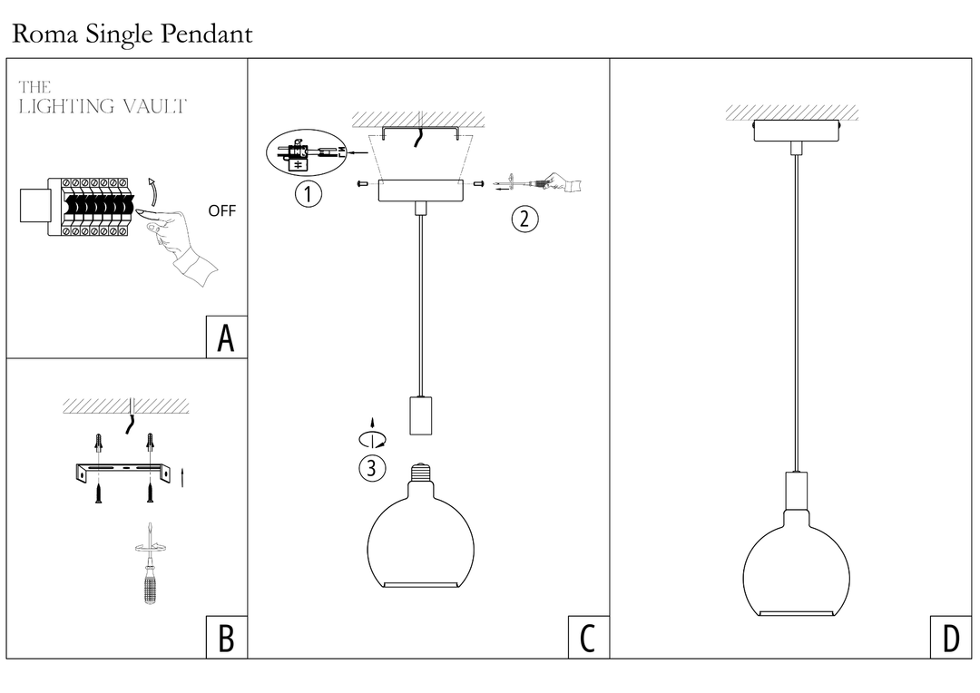 Roma Single Pendant – Aura Ring LED Bulb