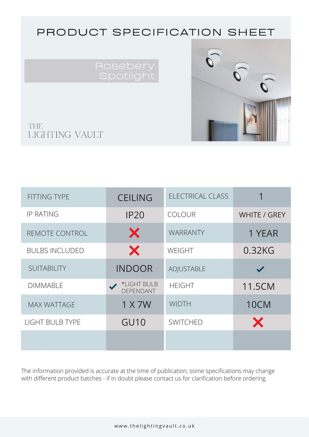 Rosebery Single Spotlight - 2 Colours