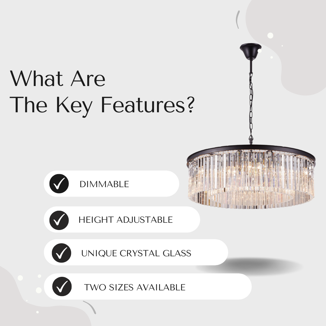 Seville Large Black Chandelier with Triangular Crystals