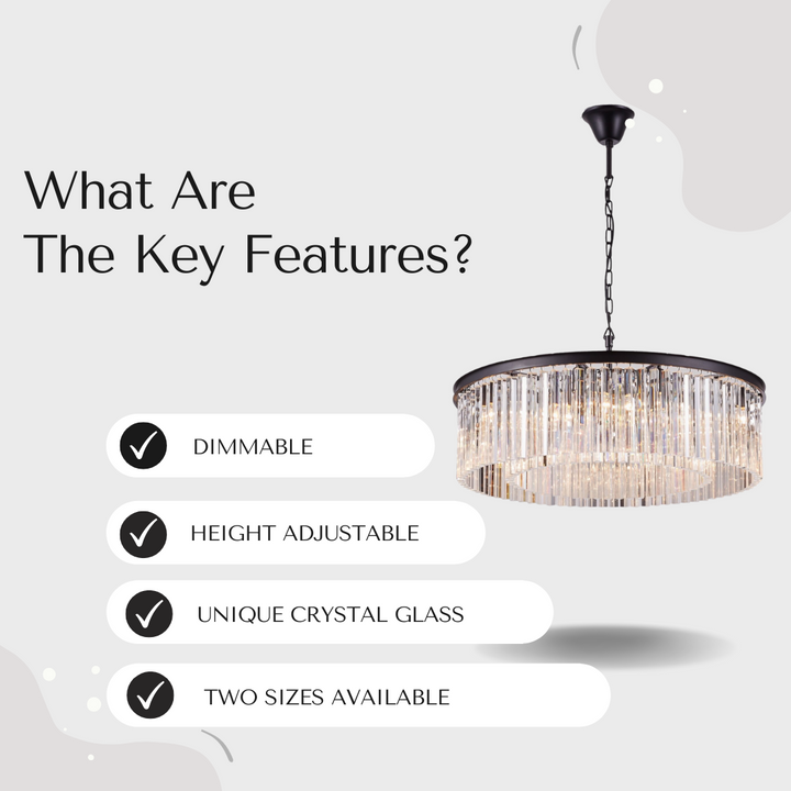 Seville Large Black Chandelier with Triangular Crystals