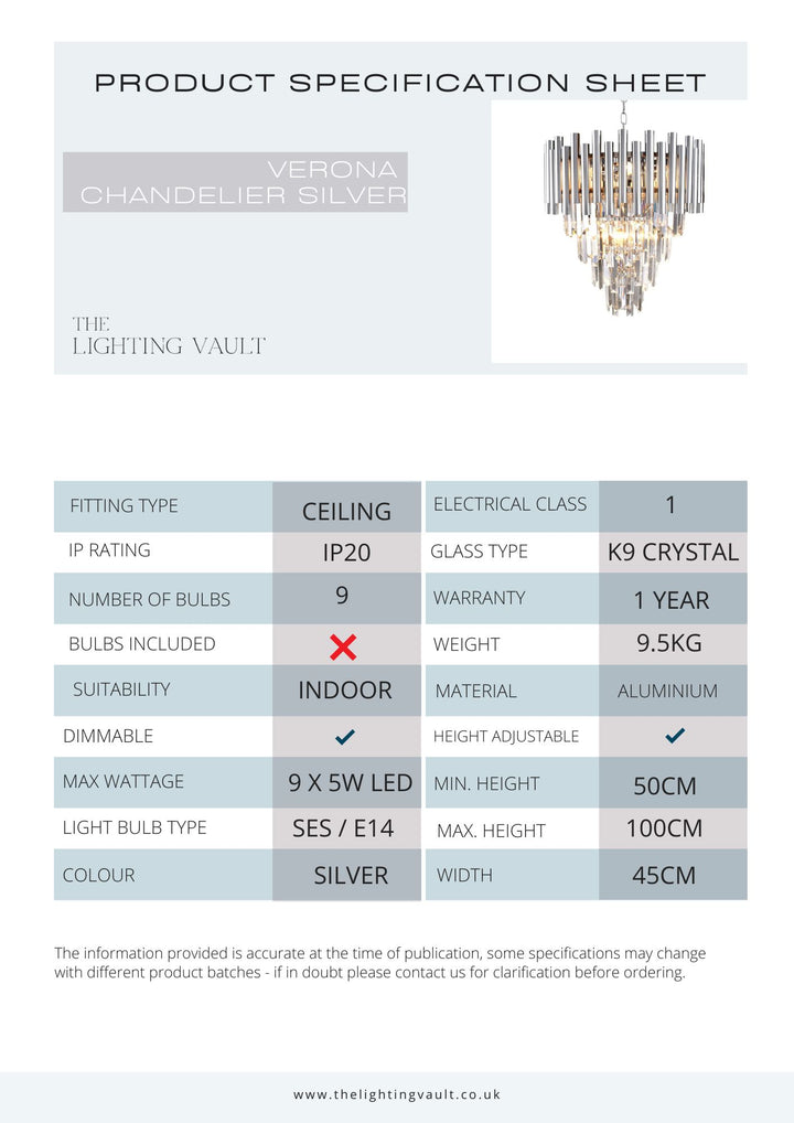 Verona Large Chandelier Silver