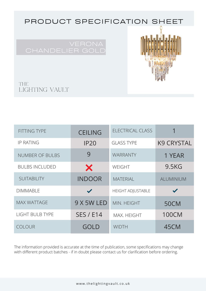 Verona Large Chandelier Gold