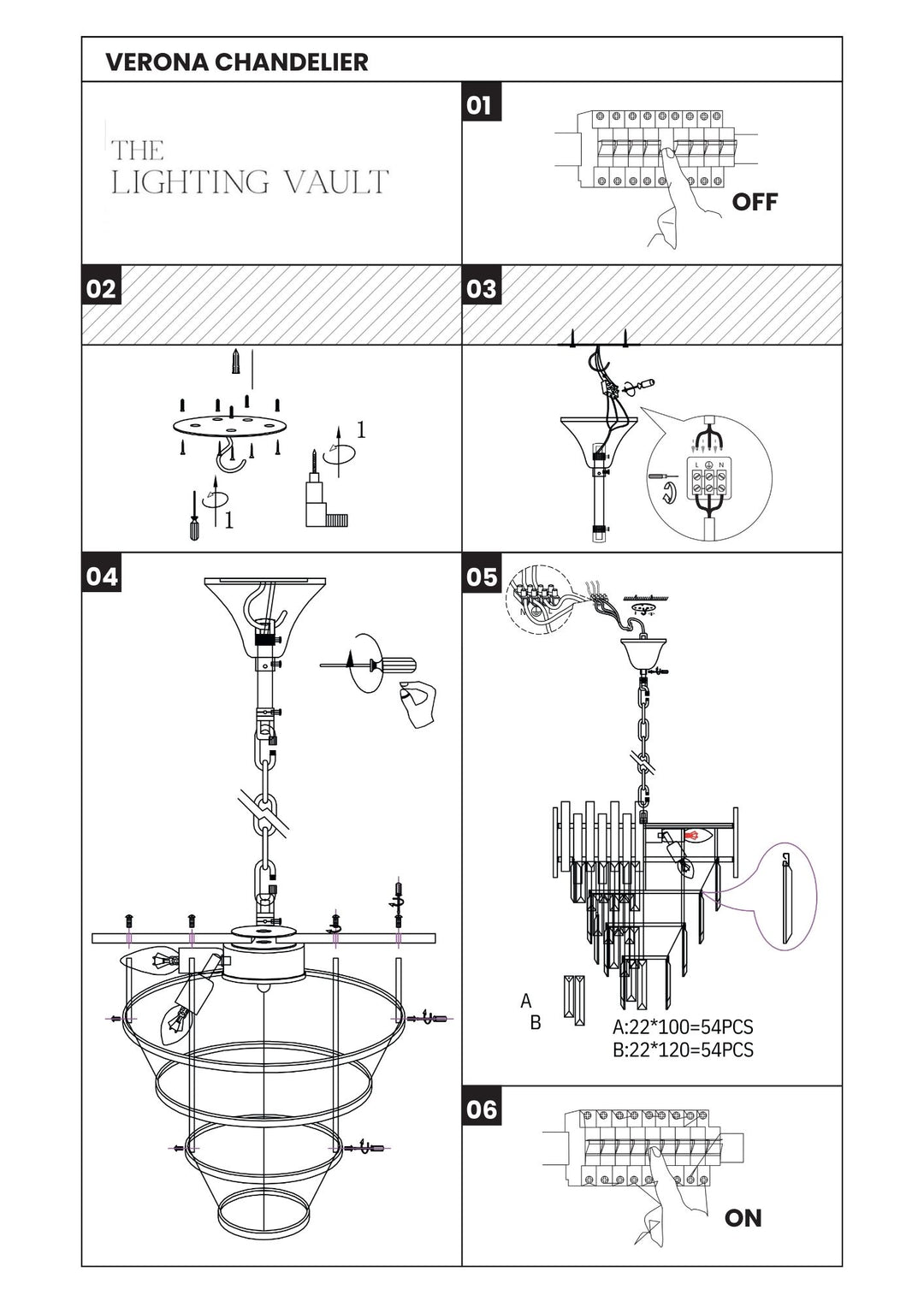 Verona Large Chandelier Gold