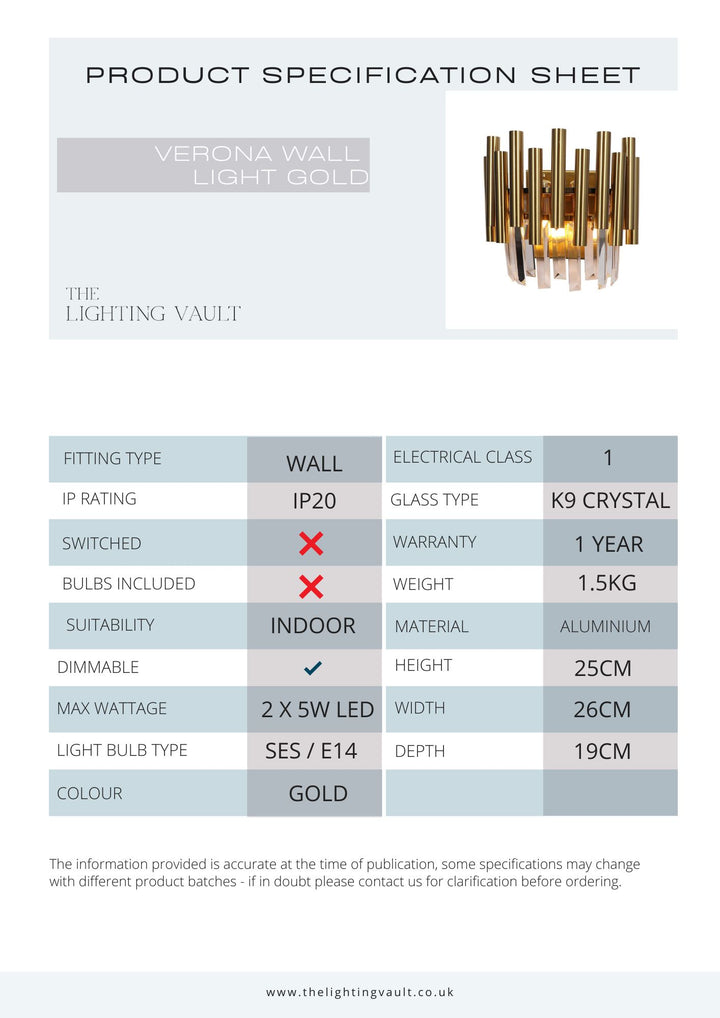 Verona Wall Light Gold