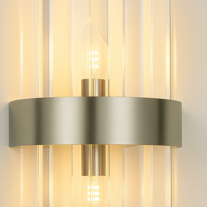 Brentwood silver wall light crystal prism close up