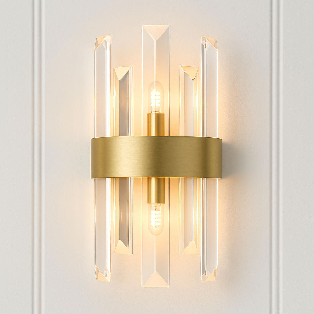 Brentwood gold wall light with G9 bulbs