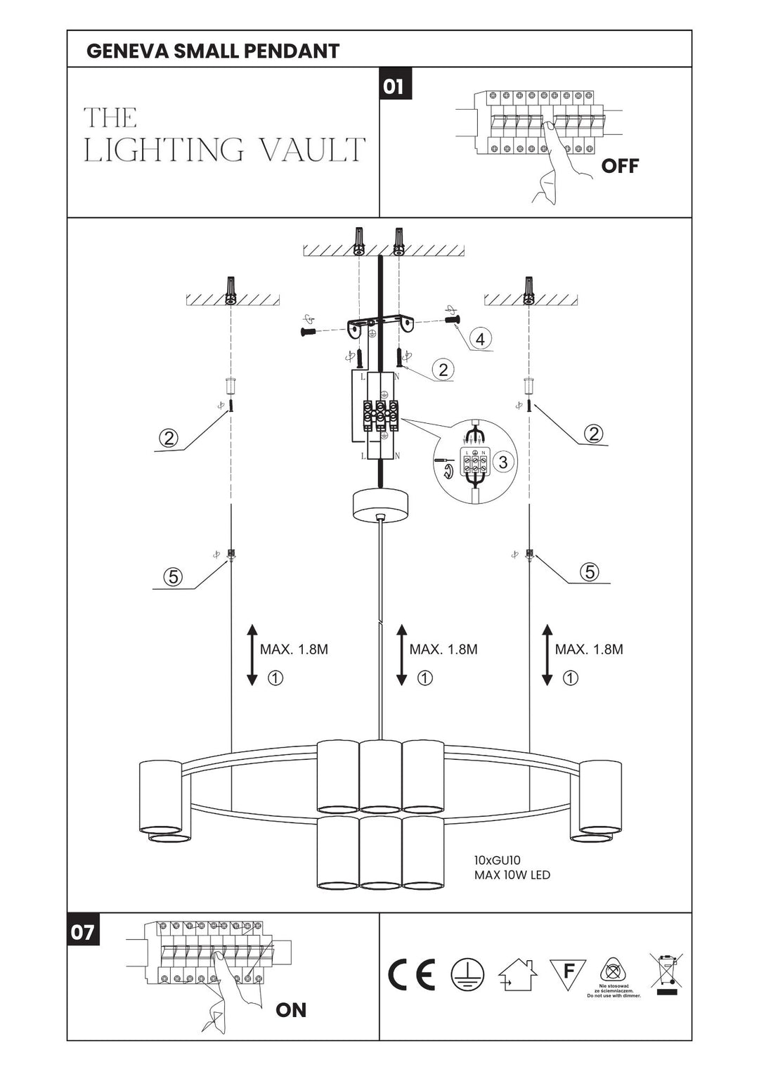 Geneva Large Round Pendant Light – 3 Colours