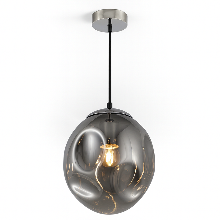 Griffith smoked glass pendant light on white background