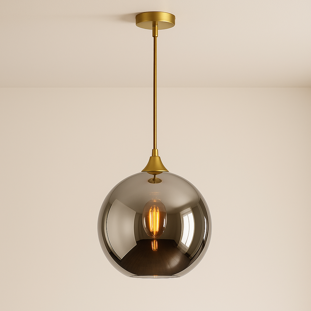 Irvine pendant gold and black mirror glass light