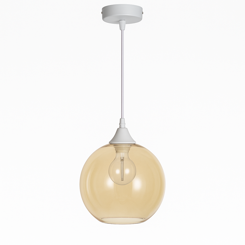 Irvine white pendant with amber glass