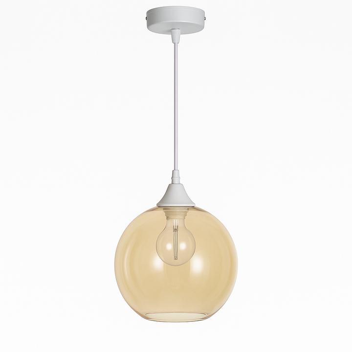 Irvine white pendant with amber glass