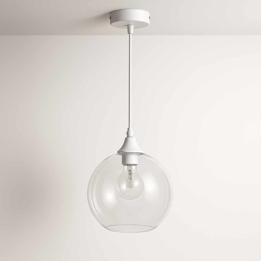 Irvine white pendant with clear glass