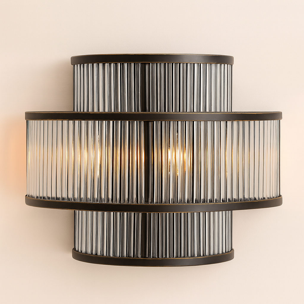 Lucia black wall light with glass rods