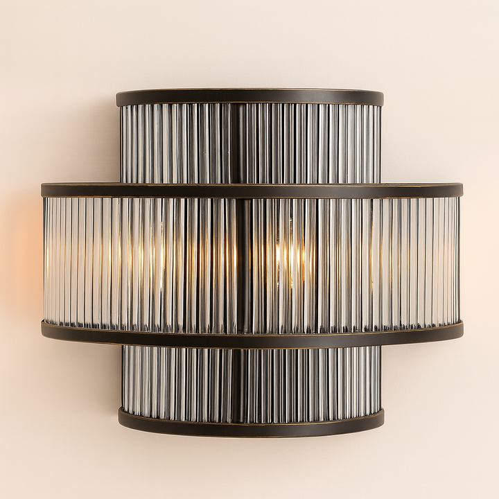 Lucia black wall light with glass rods