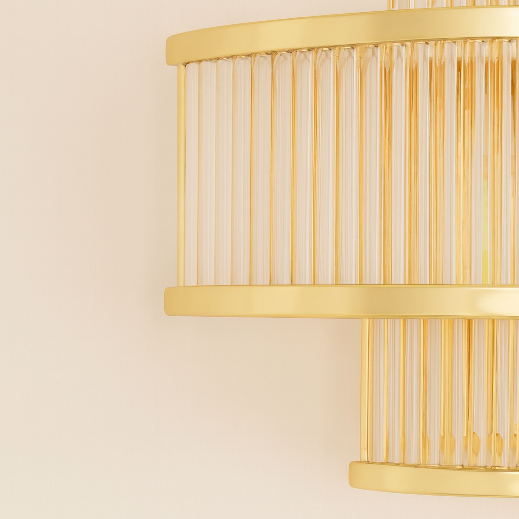 Lucia gold wall light close up polished finish