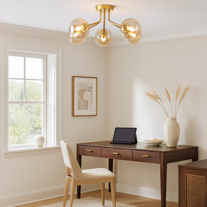 Melbourne gold 5 light semi flush in home office