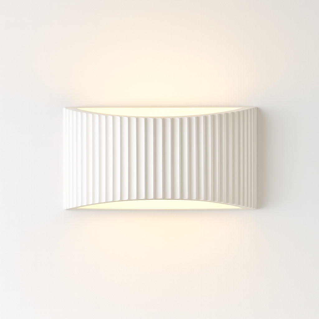 Nowra Ceramic Wall Light – Ribbed Paintable Plaster Design