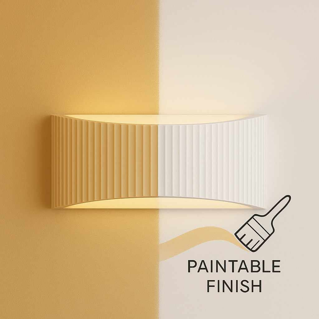 Nowra Ceramic Wall Light – Ribbed Paintable Plaster Design