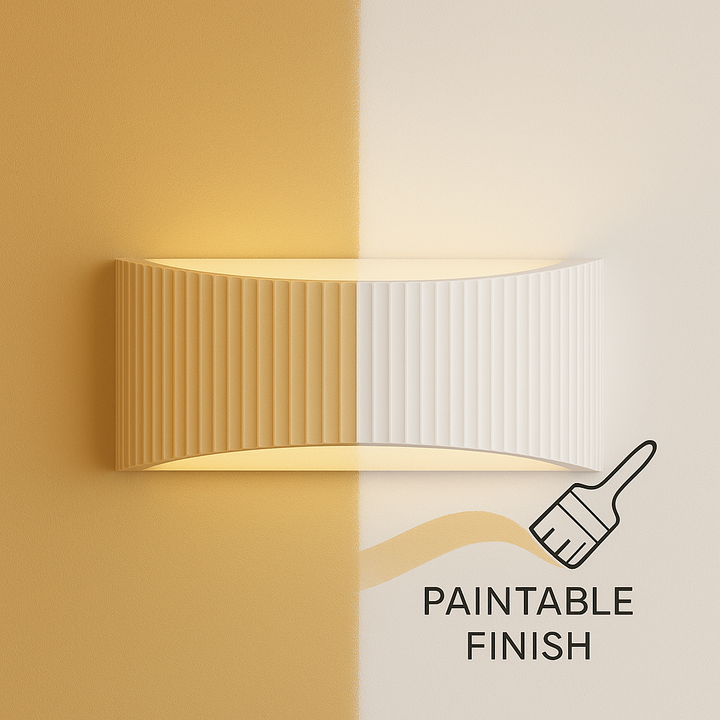 Nowra Ceramic Wall Light – Ribbed Paintable Plaster Design