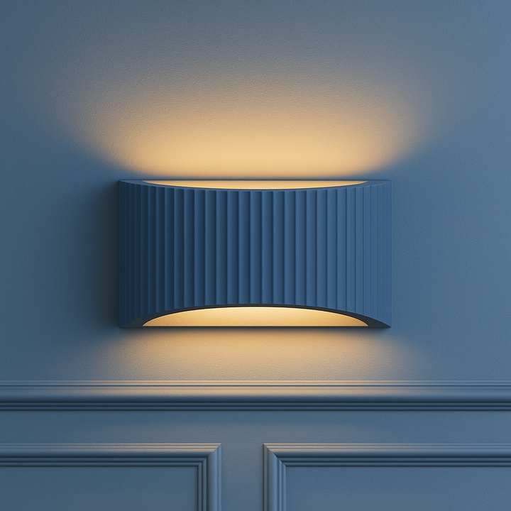 Nowra wall light painted navy on daylight panelled wall