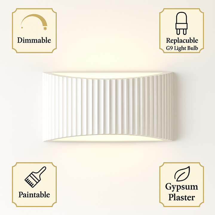 Nowra wall light white with G9 dimmable gypsum callouts