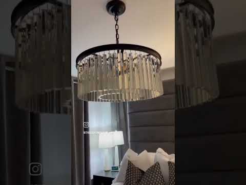 Seville Small Black Chandelier with Triangular Crystals