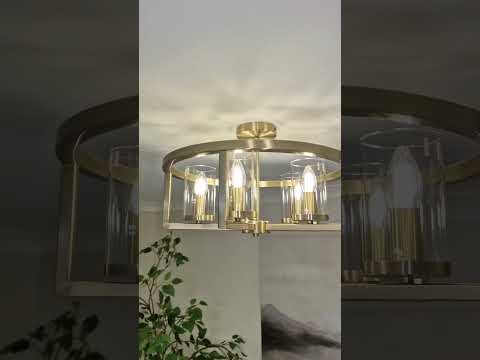 Caria Large Semi-Flush Ceiling Light – Satin Silver or Bronze