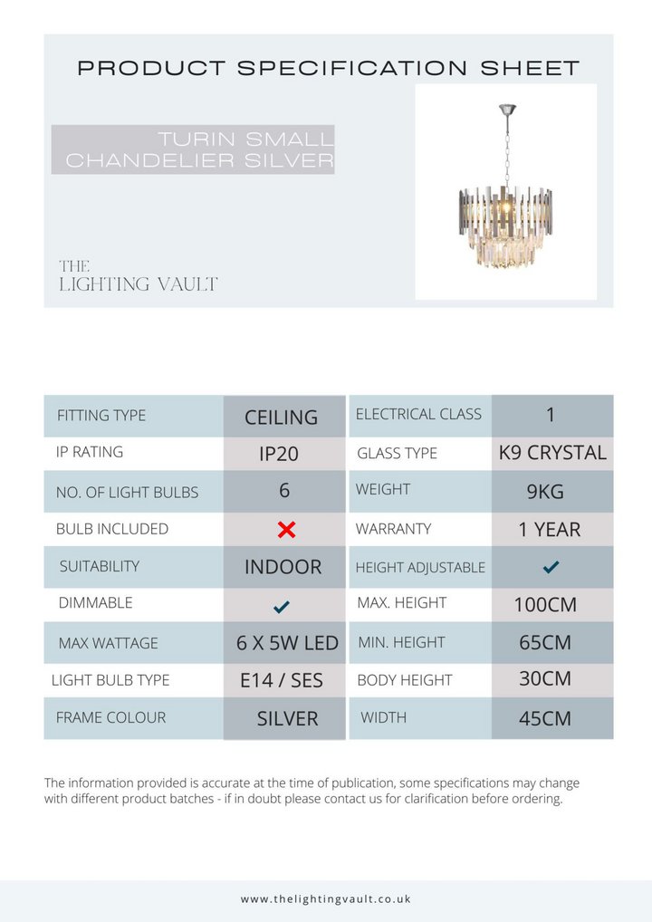 Turin Small Chandelier Silver