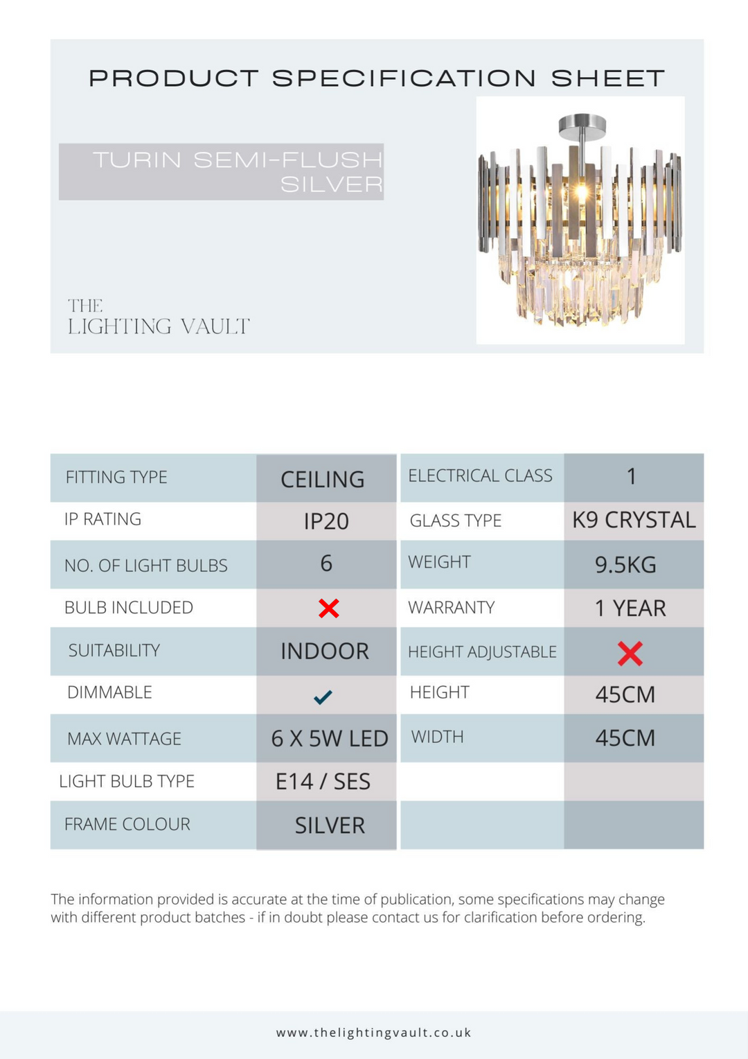 Turin Semi-Flush Silver
