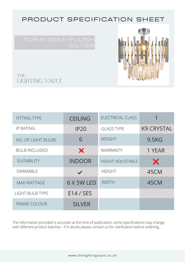 Turin Semi-Flush Silver