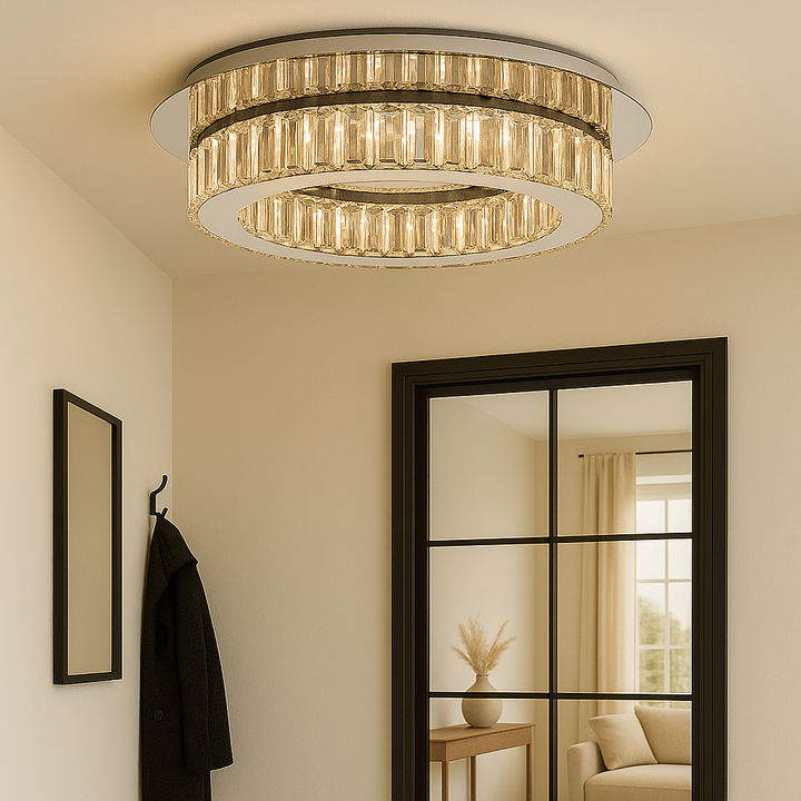 Canberra Large Flush – Crystal Ceiling Light
