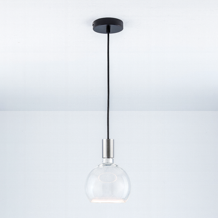 Roma single pendant light matt nickel clear