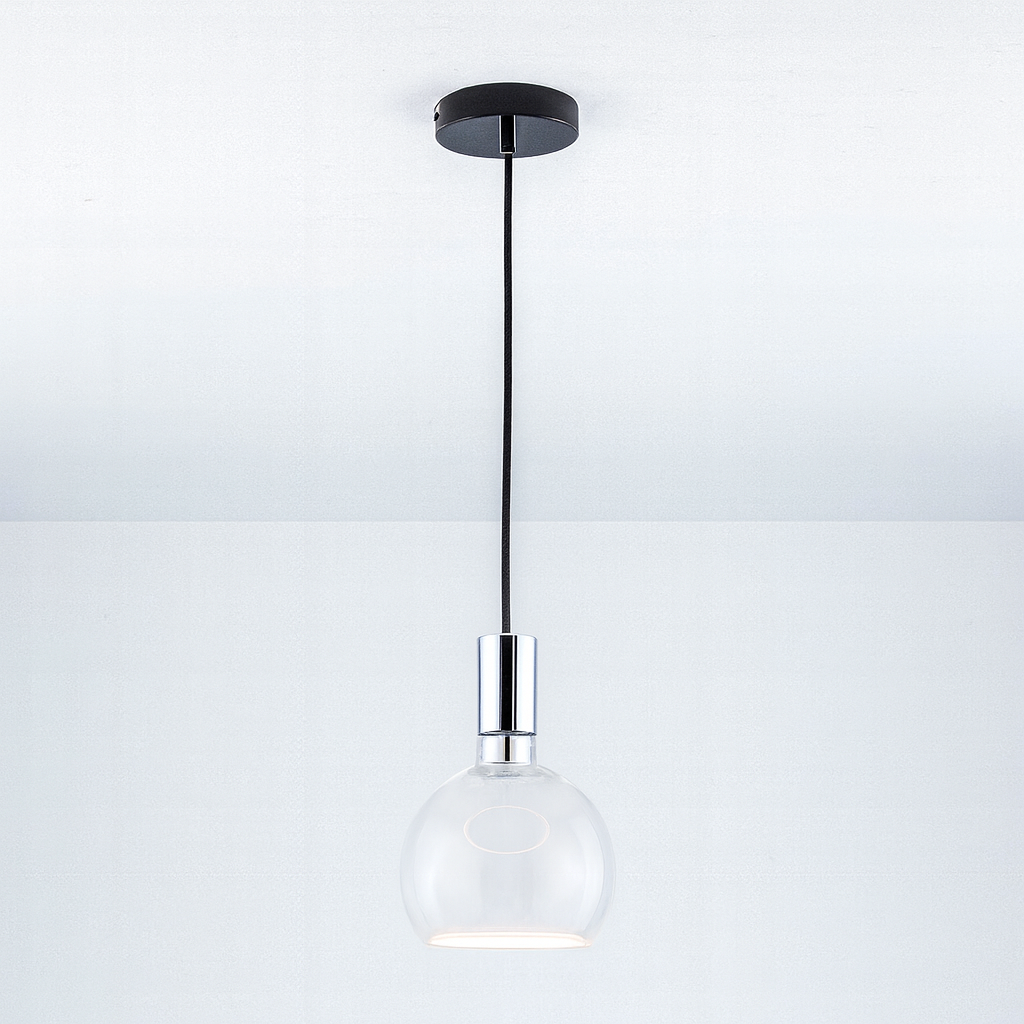 Roma single pendant polished silver clear