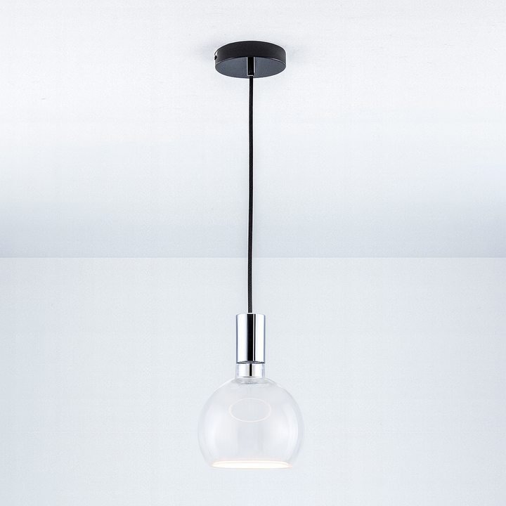 Roma single pendant polished silver clear