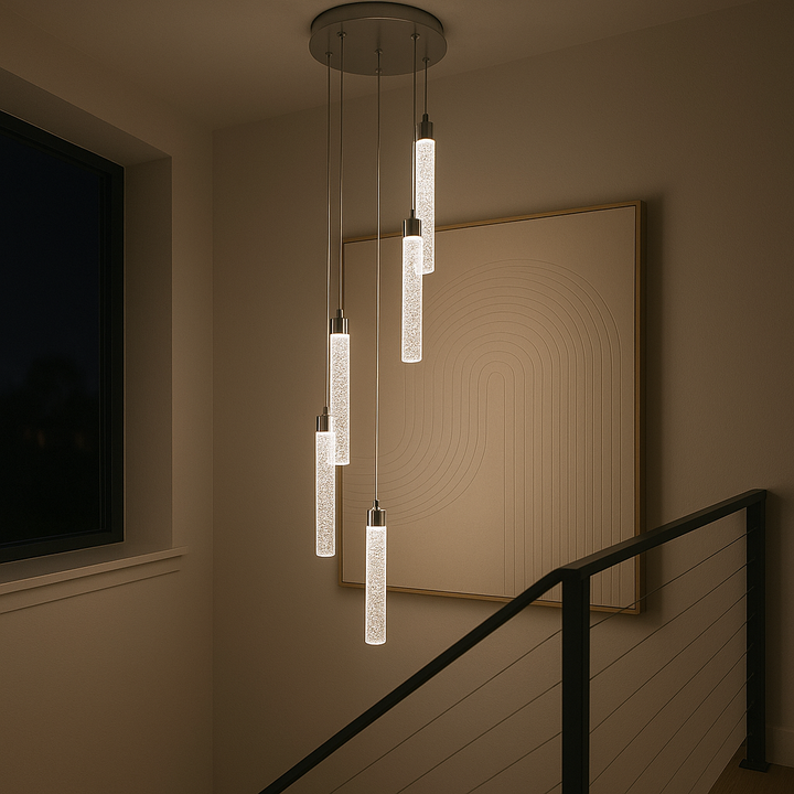 Sydney 5-Light Spiral Pendant in cool white finish
