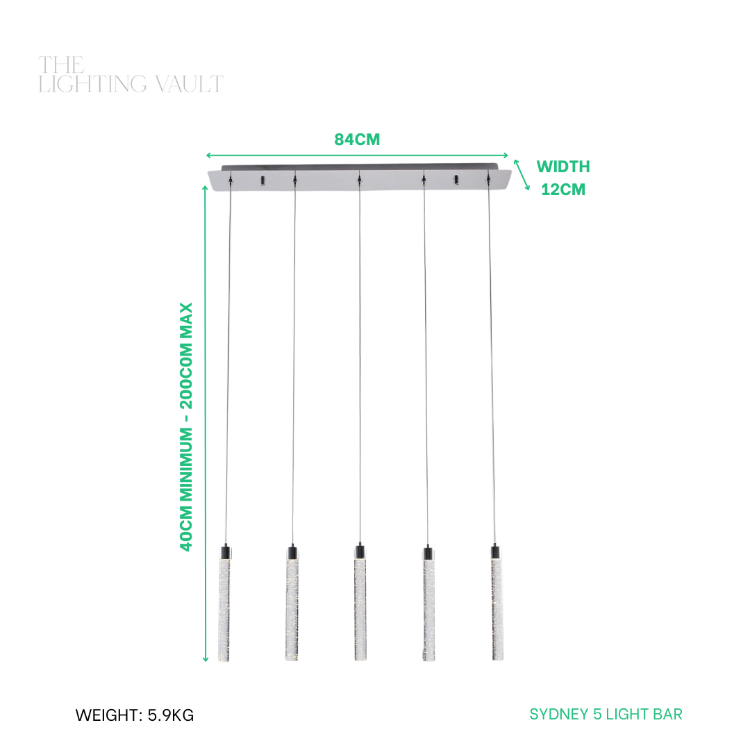 Sydney 5-Light Bubble Glass Pendant Bar