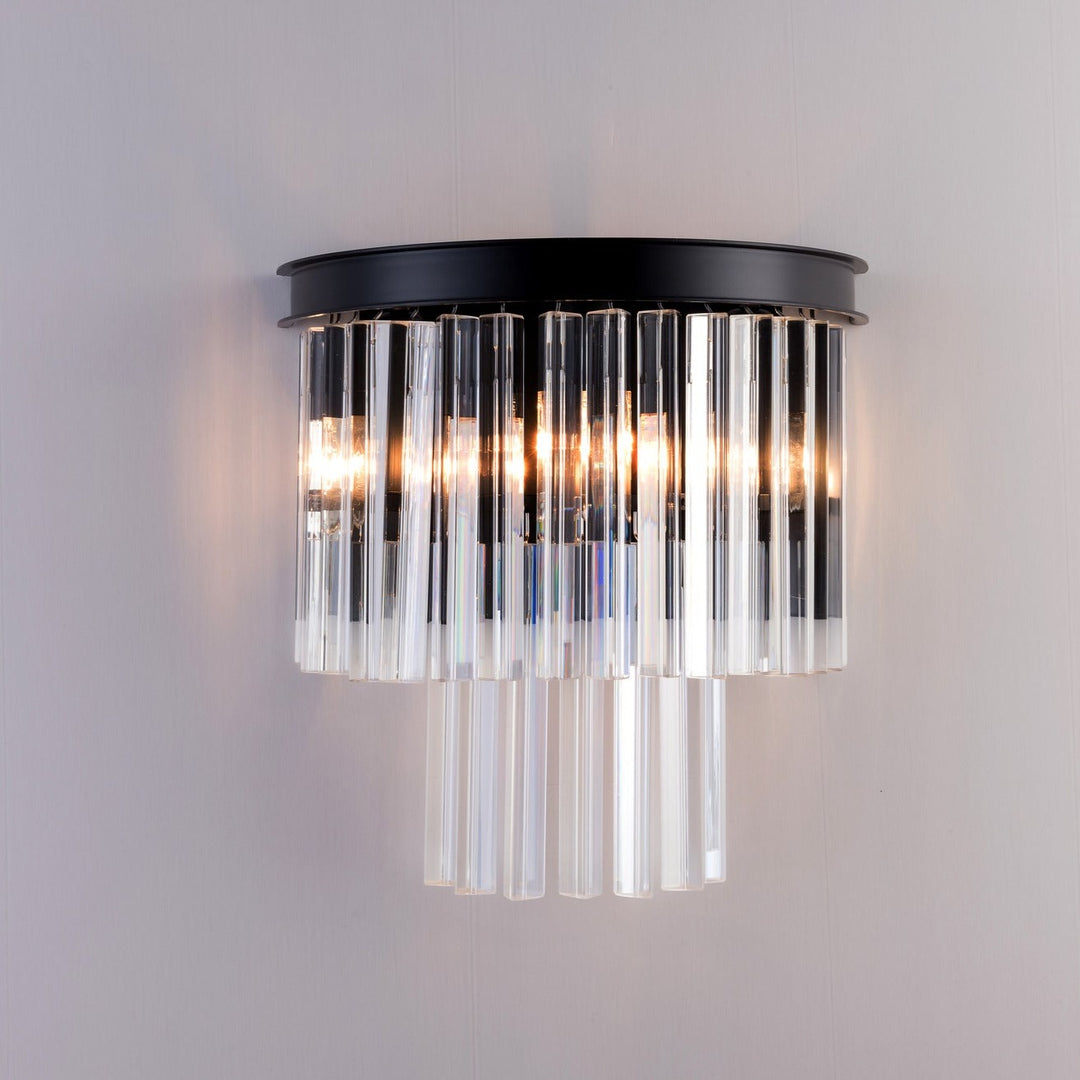 Seville black crystal wall light