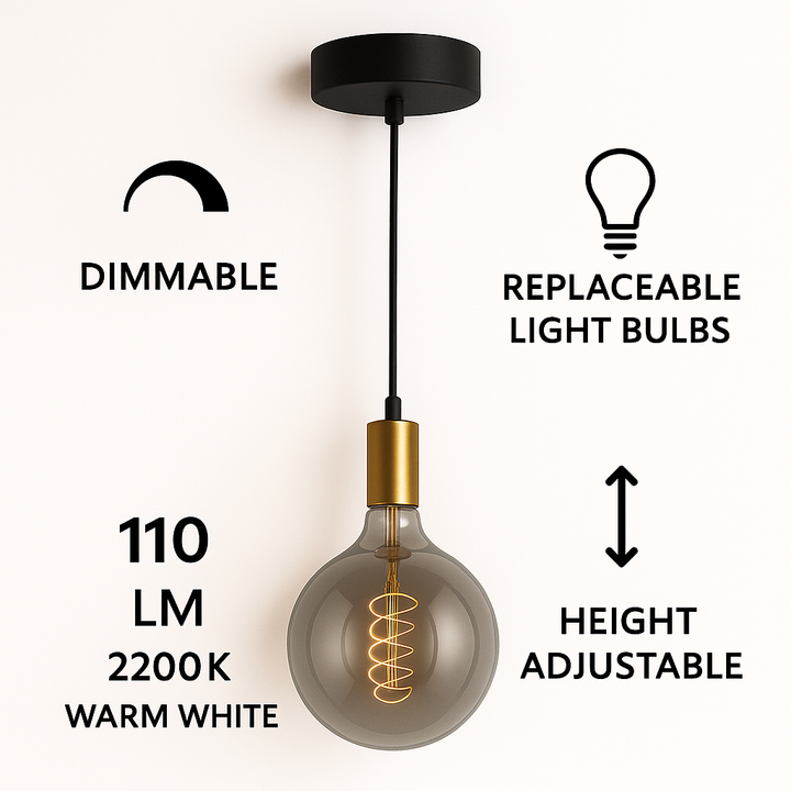 Tiber gold cap pendant light 110LM warm white