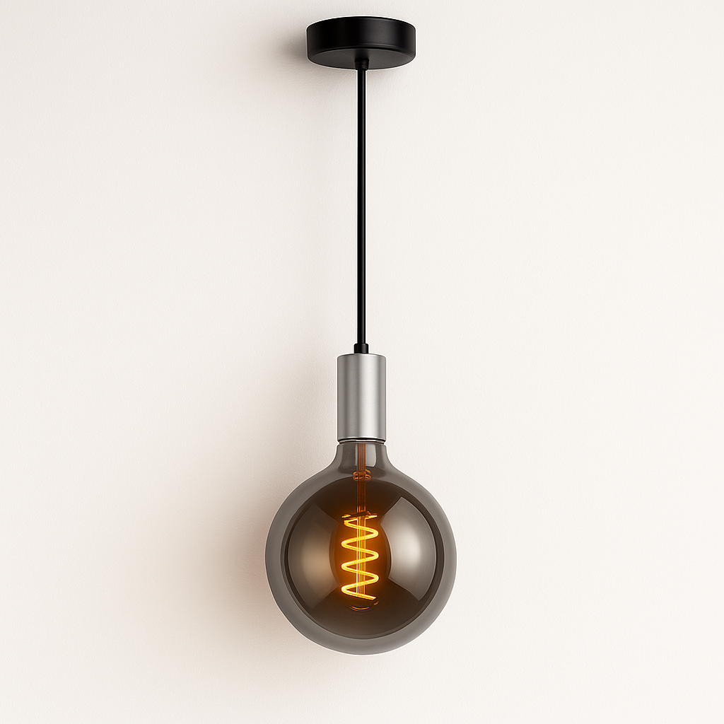 Tiber single satin nickel smoked mirror bulb 2200K