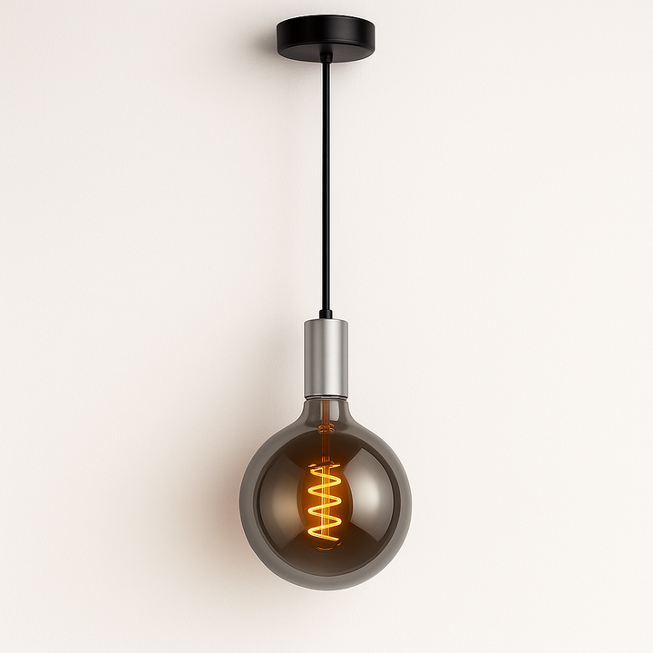 Tiber single satin nickel smoked mirror bulb 2200K