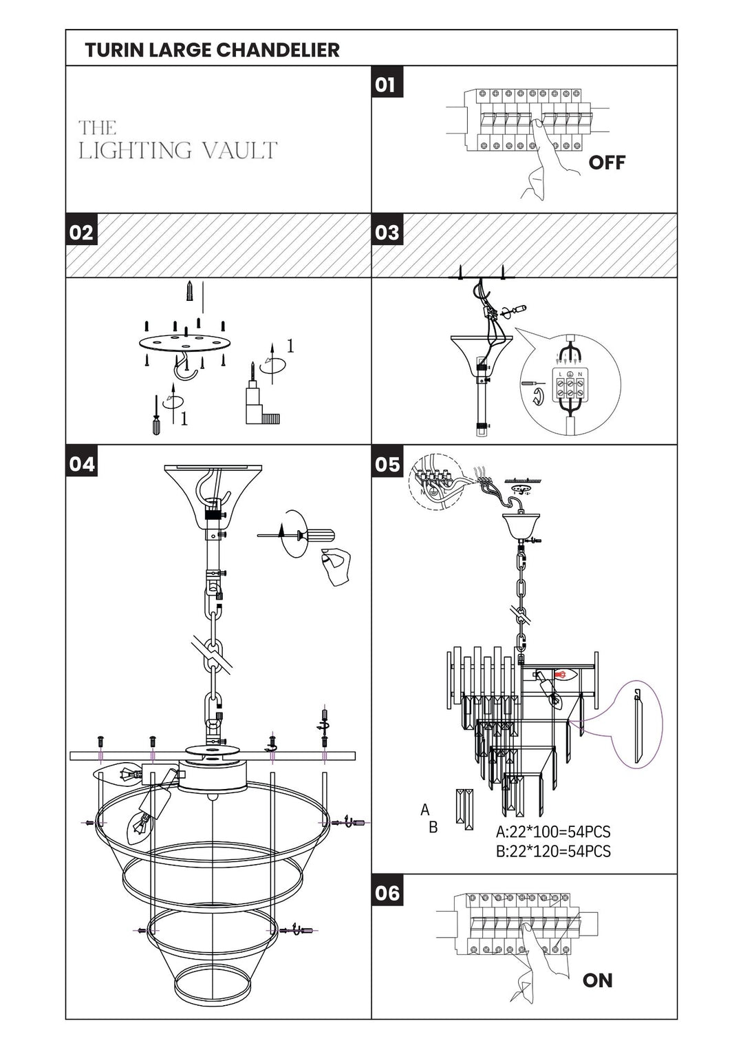 Turin Large Chandelier Gold