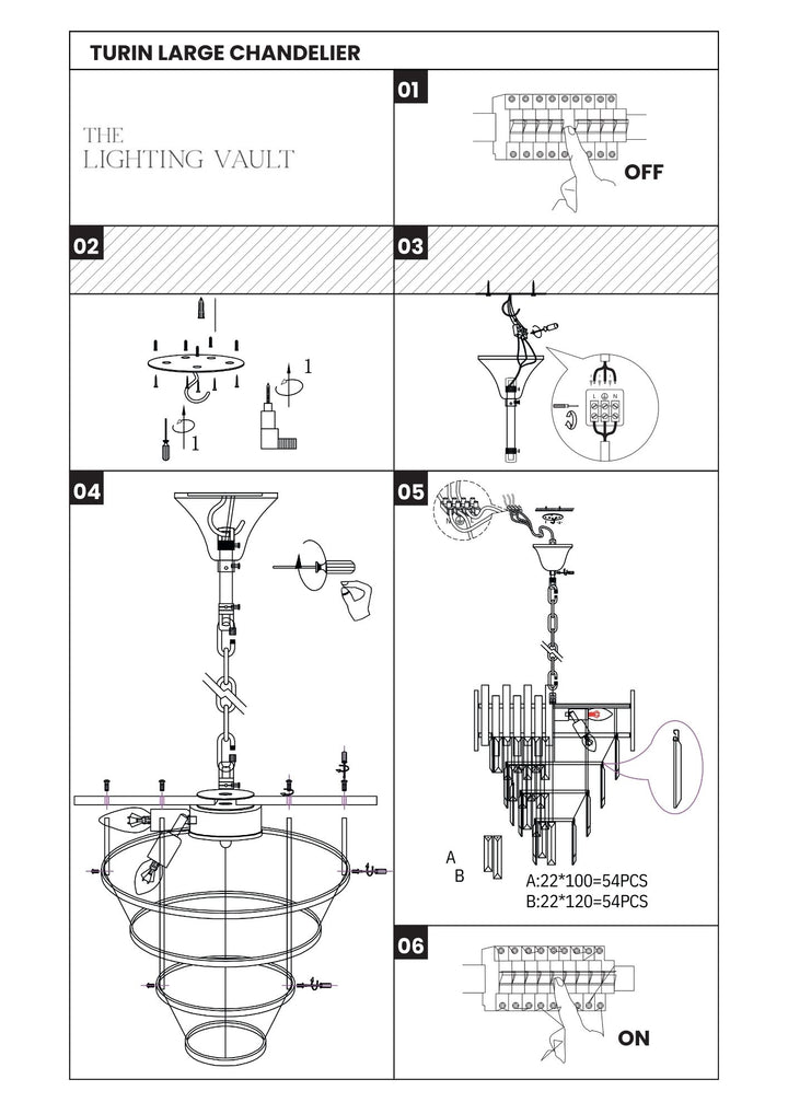 Turin Large Chandelier Gold